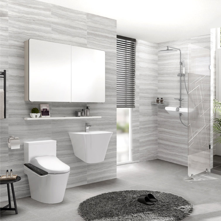 Elongated White Heated Bidet Toilet Seat with Touch Panel