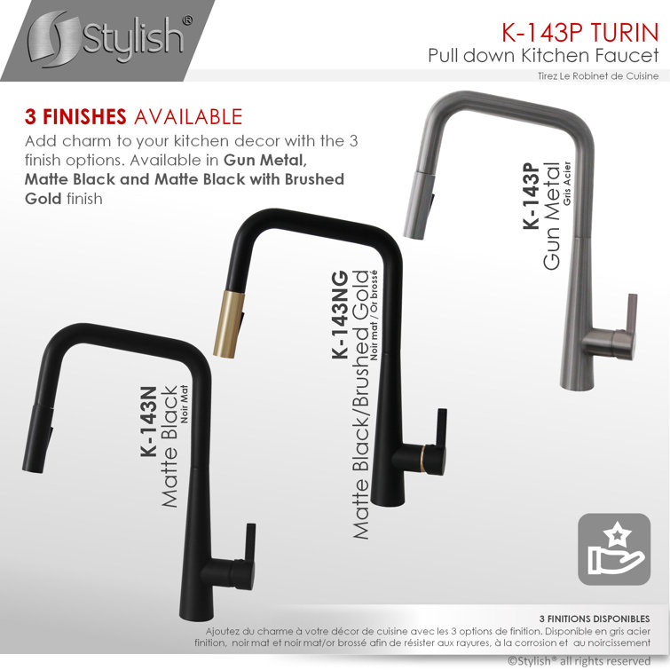 Gunmetal Stainless Steel Pull Down Kitchen Faucet with Spray