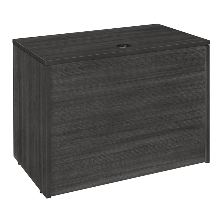 Ash Grey Wood Desk with Drawer and Filing Cabinet