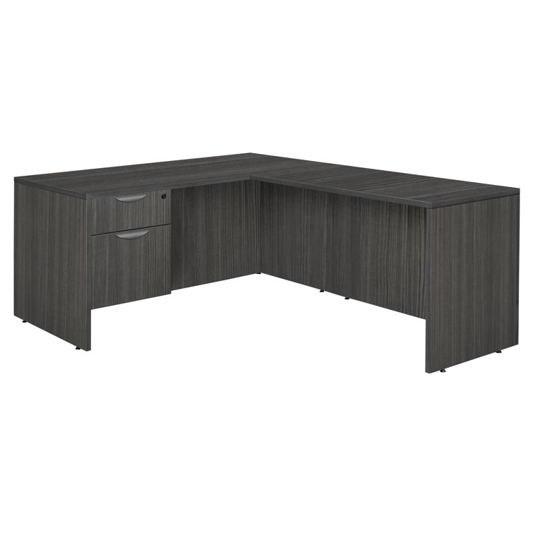 Ash Grey L-Shaped Corner Desk with Drawers and Filing Cabinet