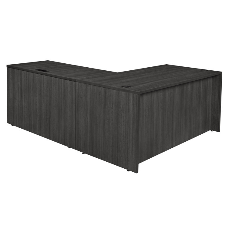 Ash Grey Wood Executive Corner Desk with Drawer and Filing Cabinet