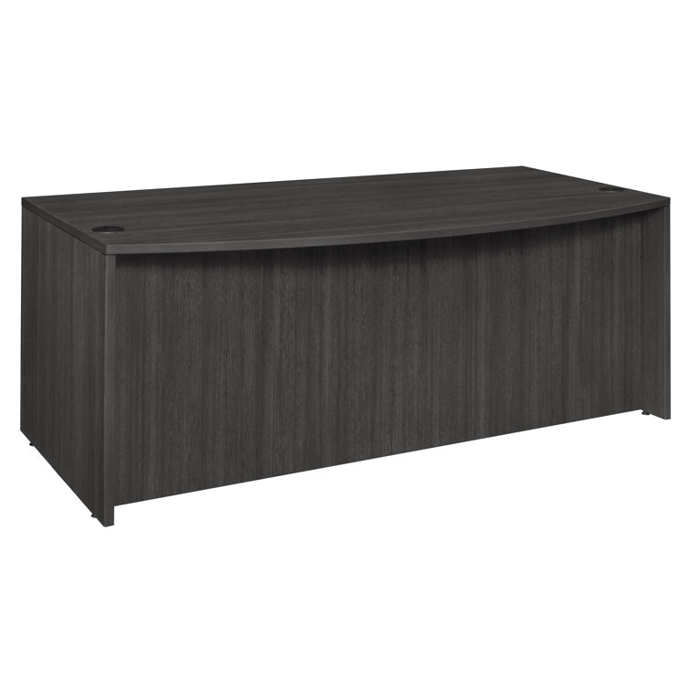 Ash Grey 71" Executive Laminate Wood Bowfront Desk