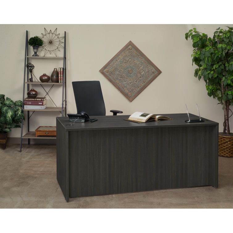 Legacy 66" Ash Grey Wood Office Desk with Filing Cabinet