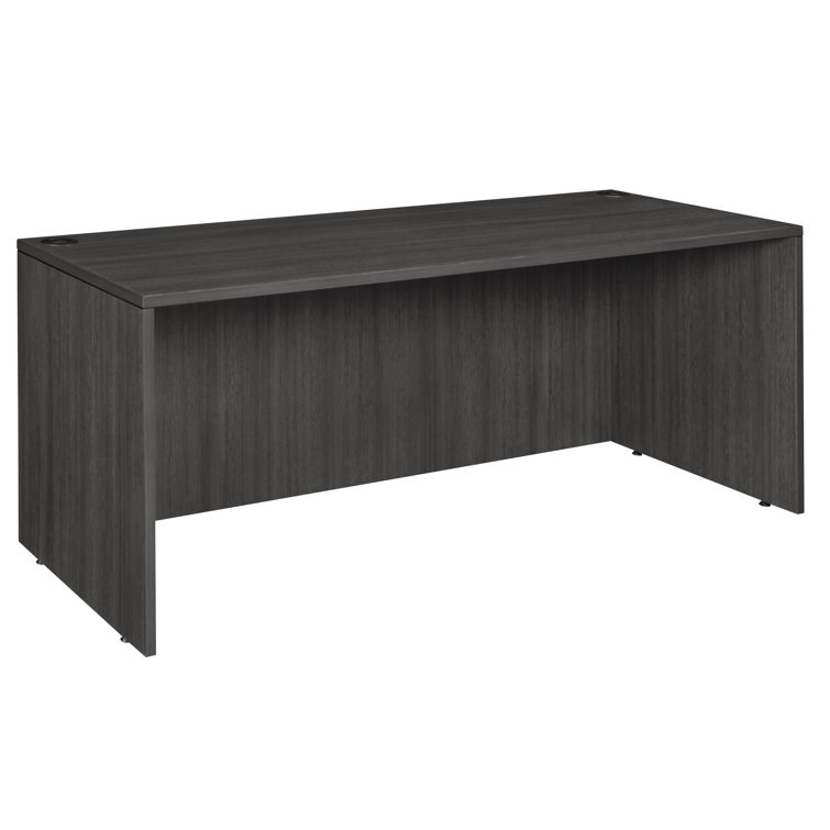 Ash Gray 71-Inch Wood Credenza Desk with Drawer