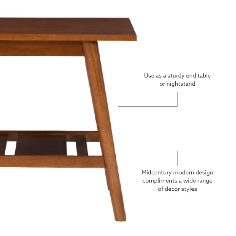 Brock 25'' Medium Yellow Brown Square Wood End Table with Shelf