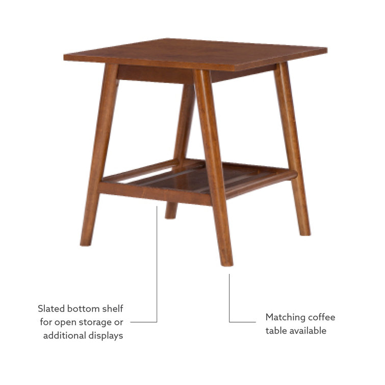 Brock 25'' Medium Yellow Brown Square Wood End Table with Shelf