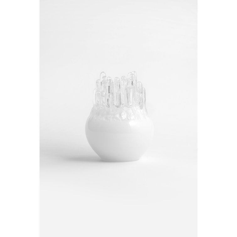 Polar White and Clear Handmade Glass Tealight Candle Holder