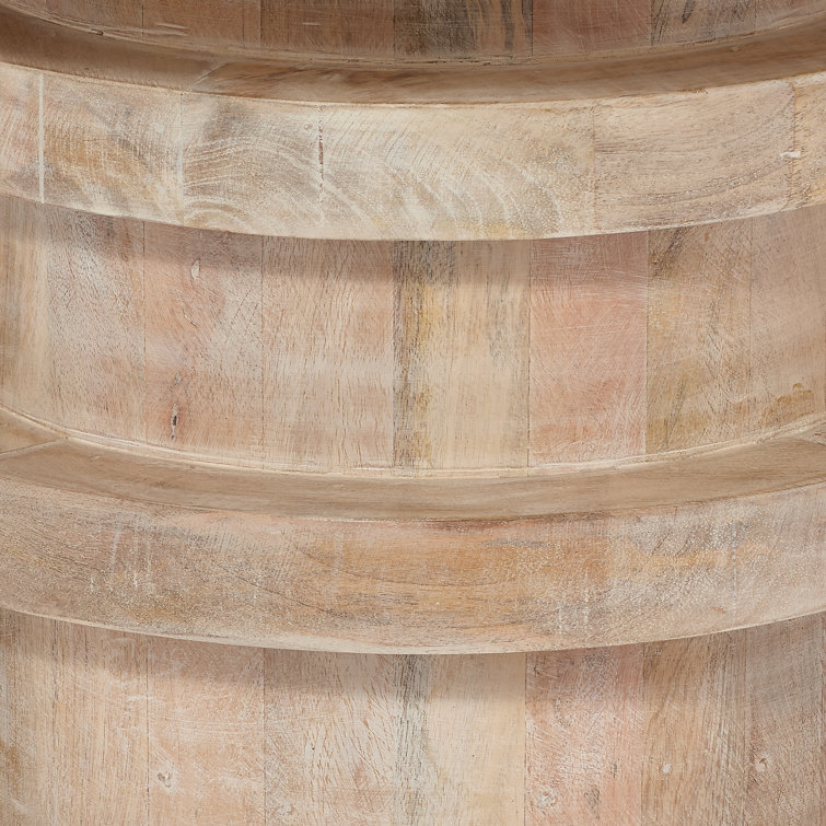 Revolve Artisan White Washed Mango Wood Drum End Table