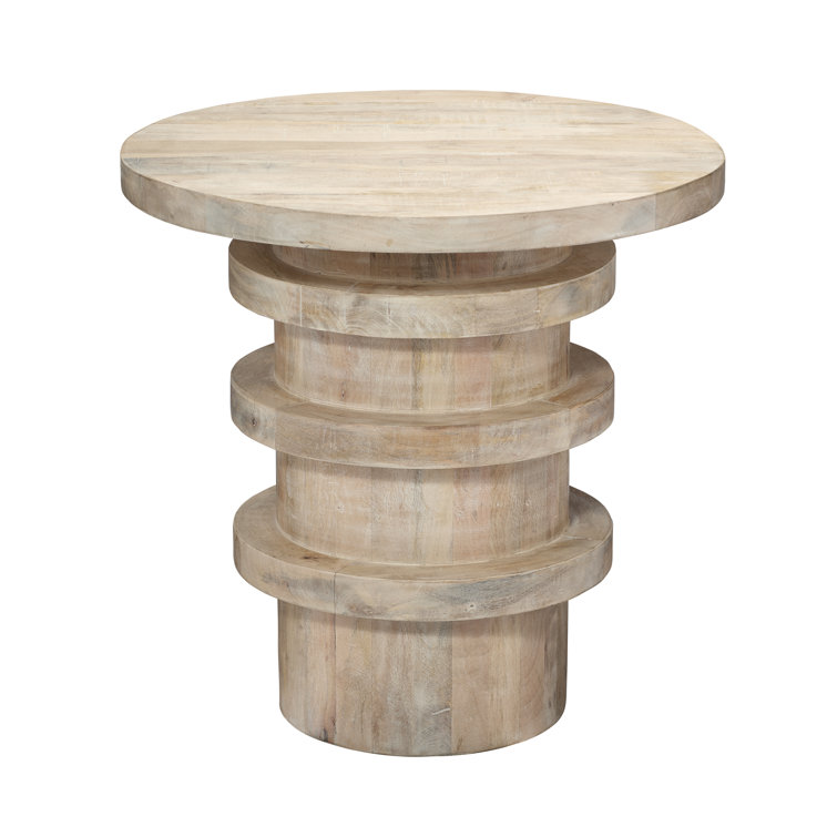 Revolve Artisan White Washed Mango Wood Drum End Table
