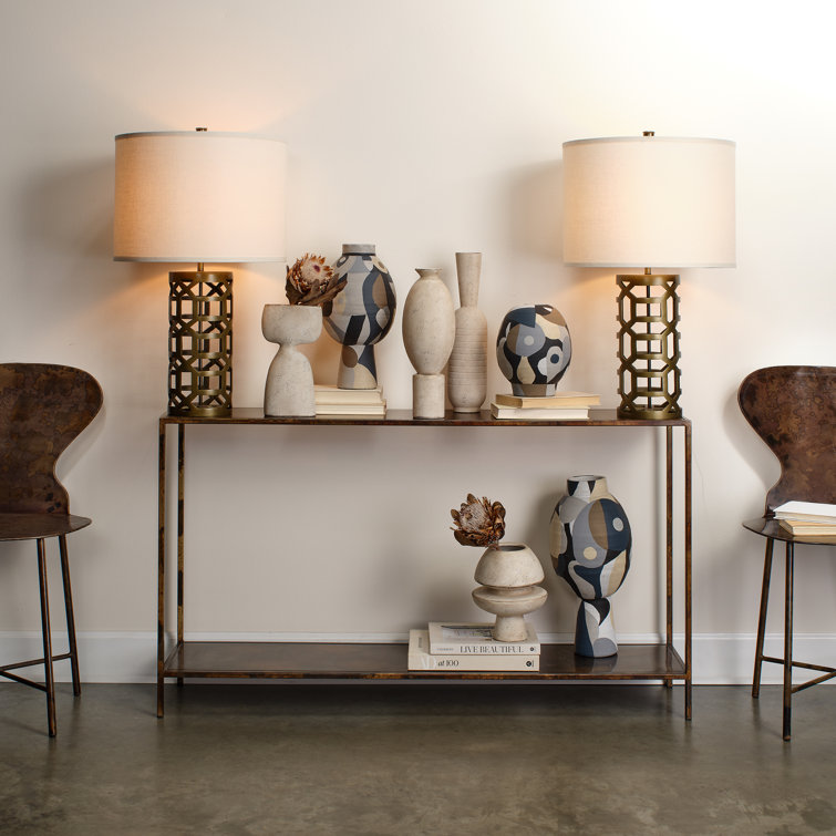 Royal 54" Acid Washed Iron Console Table with Shelf