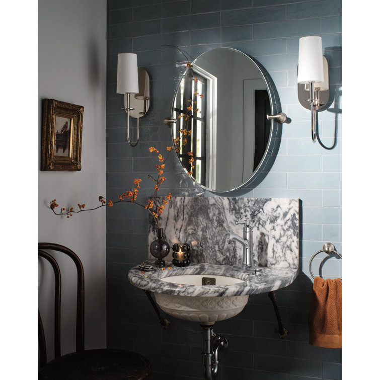 Chrome Single Handle Mid-Arc Bathroom Sink Faucet with Deck Plate