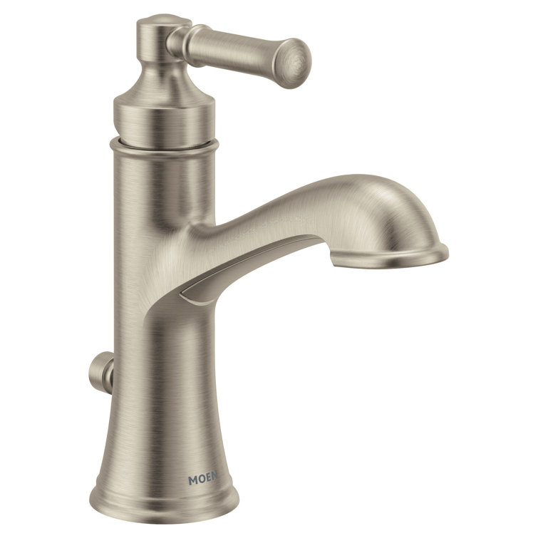 Brushed Nickel Single Handle Bathroom Sink Faucet with Deckplate