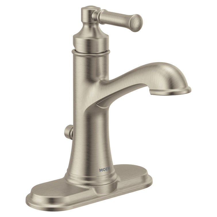 Brushed Nickel Single Handle Bathroom Sink Faucet with Deckplate