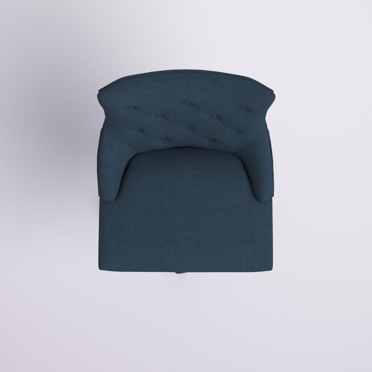 Azure Elegance Tufted Swivel Office Chair with Nailhead Trim