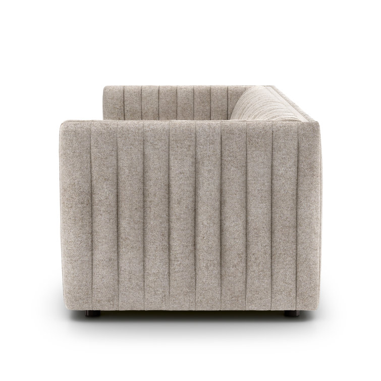 Orly Natural Tufted Velvet Tuxedo Arm Sofa