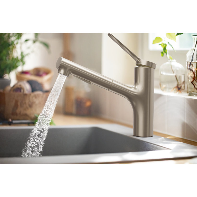 Modern Optik 8.5" Stainless Steel Kitchen Faucet with Pull-Out Spray