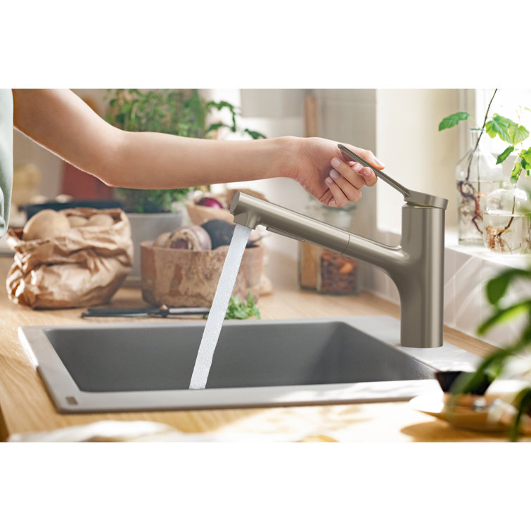 Modern Optik 8.5" Stainless Steel Kitchen Faucet with Pull-Out Spray