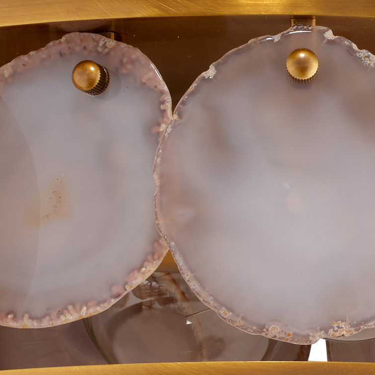 Antique Brass Agate-Inlaid 2-Light Flush Mount with Acrylic Diffuser