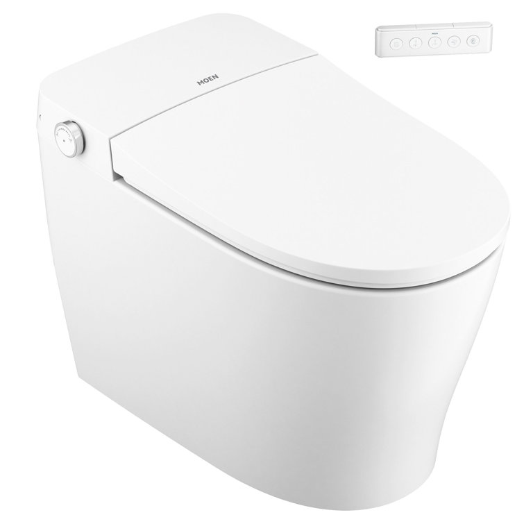 White Elongated One-Piece Smart Toilet with Remote