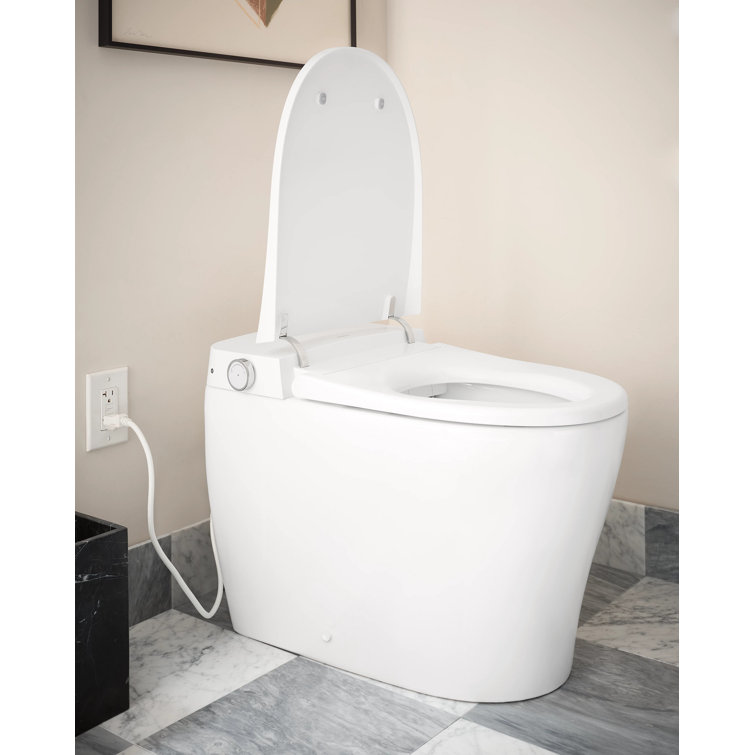 White Elongated One-Piece Smart Toilet with Remote