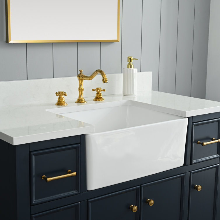 Indigo Blue Single Bathroom Vanity with White Ceramic Sink