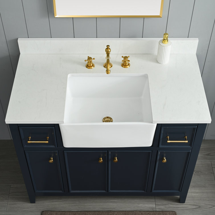 Indigo Blue Single Bathroom Vanity with White Ceramic Sink
