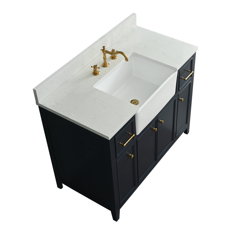 Indigo Blue Single Bathroom Vanity with White Ceramic Sink