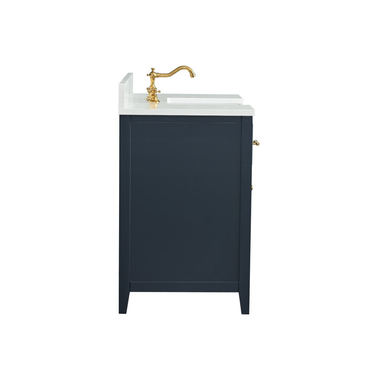 Indigo Blue Single Bathroom Vanity with White Ceramic Sink