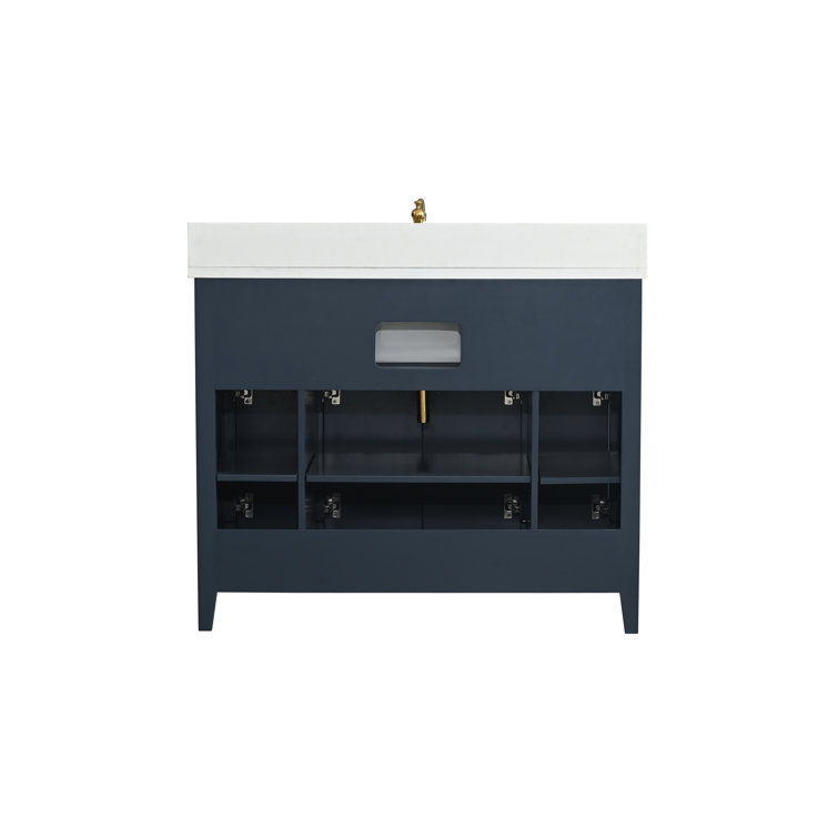 Indigo Blue Single Bathroom Vanity with White Ceramic Sink