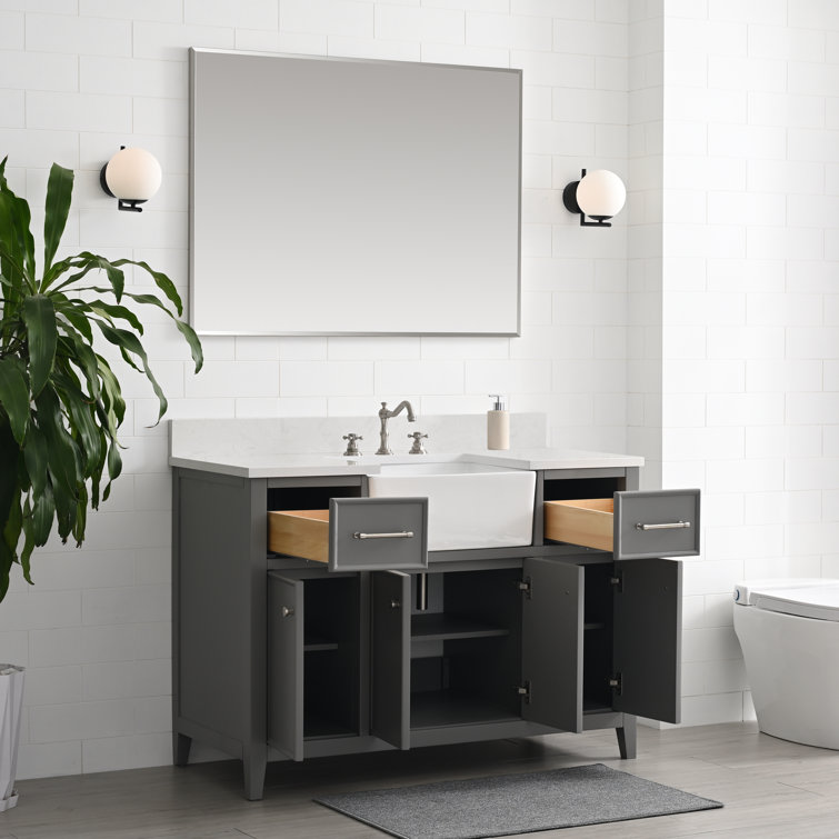 Gray 48'' Single Bathroom Vanity with Stone Countertop