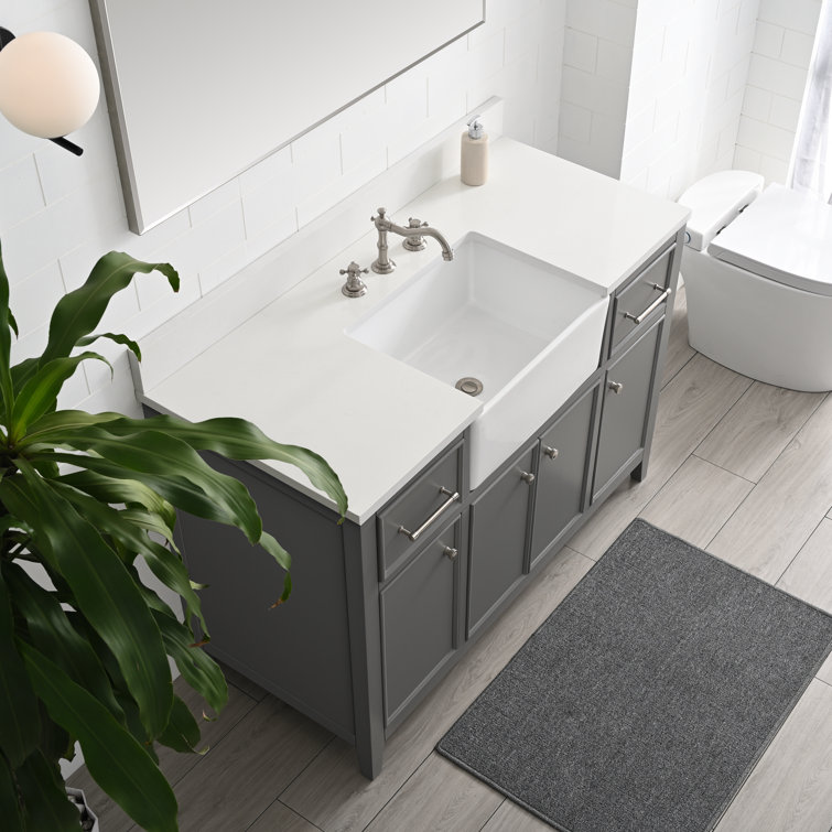 Gray 48'' Single Bathroom Vanity with Stone Countertop