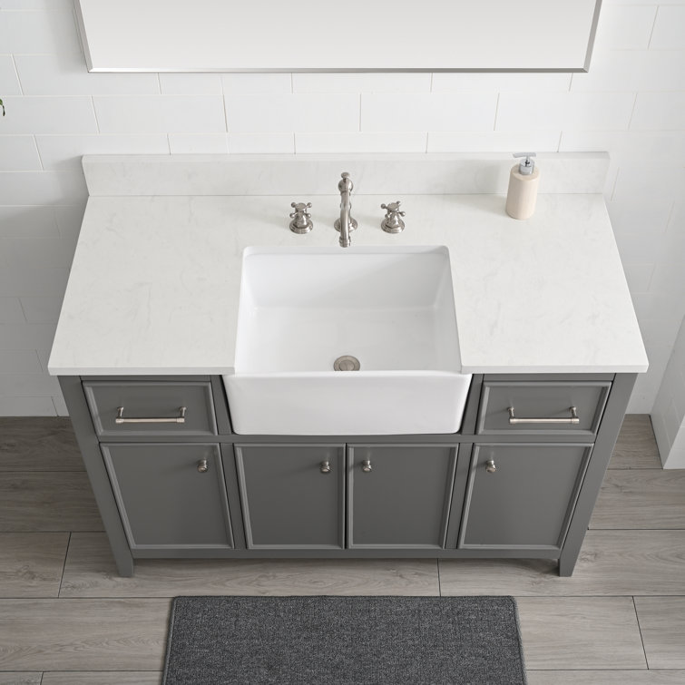 Gray 48'' Single Bathroom Vanity with Stone Countertop