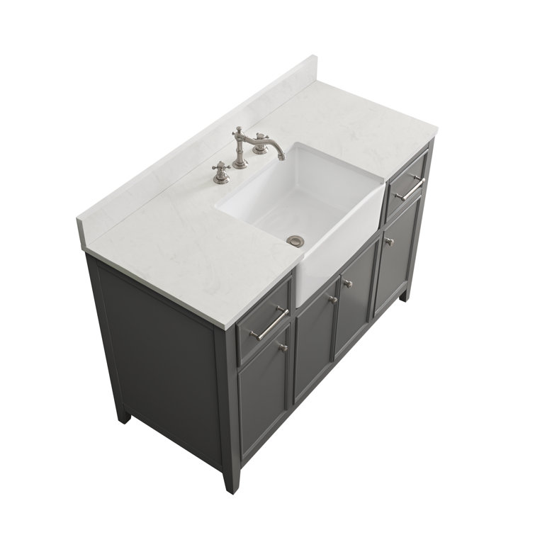 Gray 48'' Single Bathroom Vanity with Stone Countertop