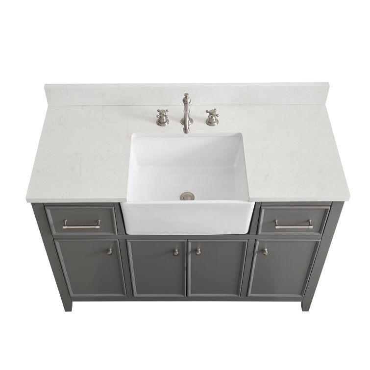 Gray 48'' Single Bathroom Vanity with Stone Countertop