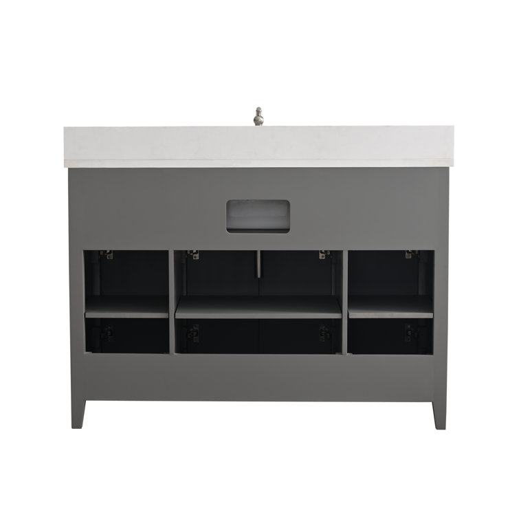 Gray 48'' Single Bathroom Vanity with Stone Countertop