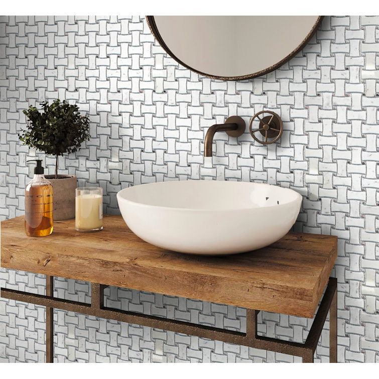 12" x 12" Gray Marble Basketweave Mosaic Tile