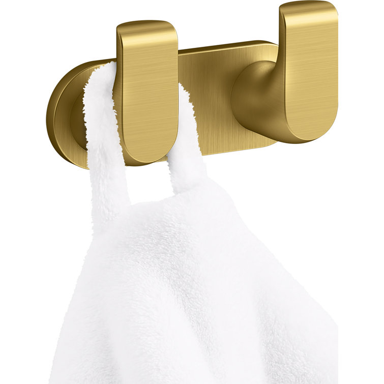 Avid Vibrant Brushed Moderne Brass Double Robe Hook