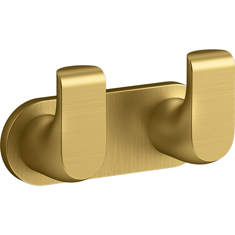 Avid Vibrant Brushed Moderne Brass Double Robe Hook