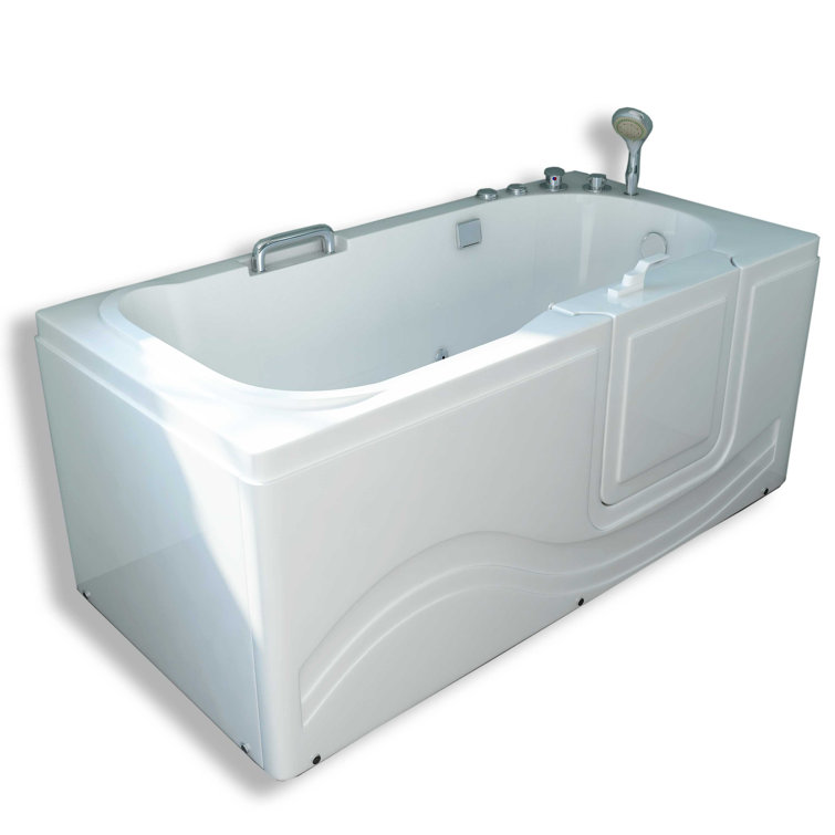 60'' x 30'' White Acrylic Walk-In Whirlpool Bathtub