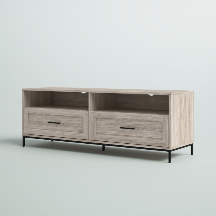 Birch 58" Modern 2-Drawer TV Stand with Black Hardware