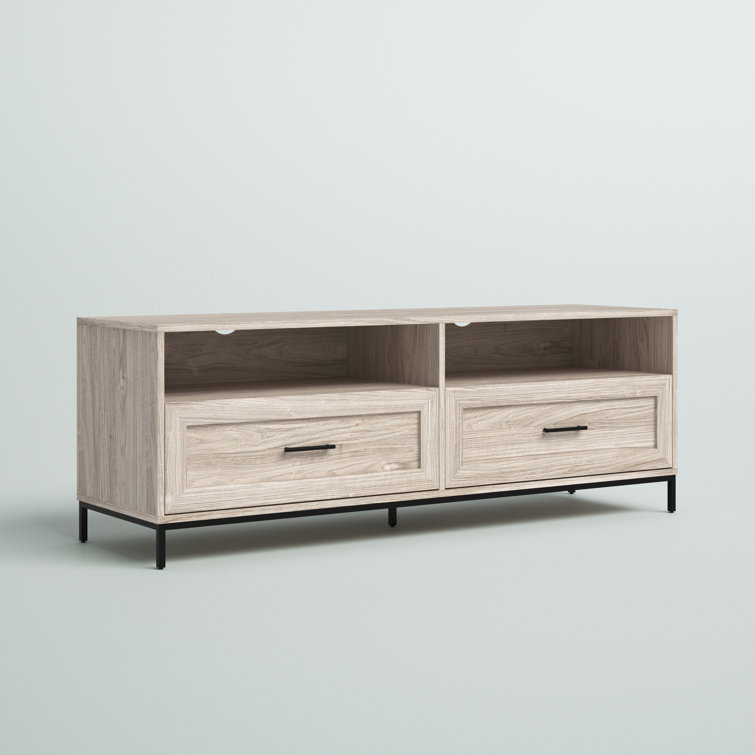 Birch 58" Modern 2-Drawer TV Stand with Black Hardware