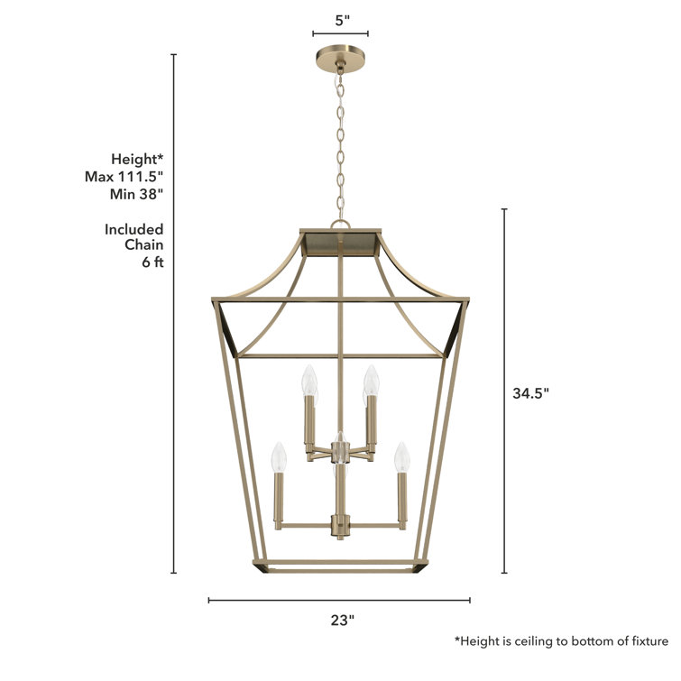 Large Alturas Gold Glass Lantern Pendant Light with LED
