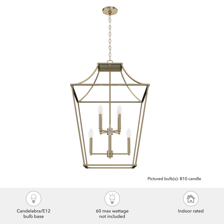 Large Alturas Gold Glass Lantern Pendant Light with LED