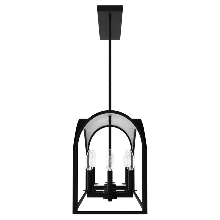 Dukestown 41" Black Natural Iron Linear Chandelier with Silver Leaf Accents