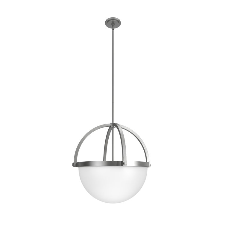 Wedgefield 16'' Brushed Nickel Globe Pendant with LED and Glass