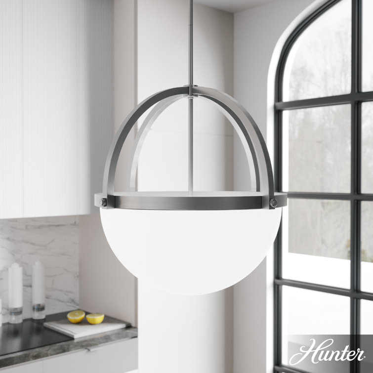 Wedgefield 16'' Brushed Nickel Globe Pendant with LED and Glass
