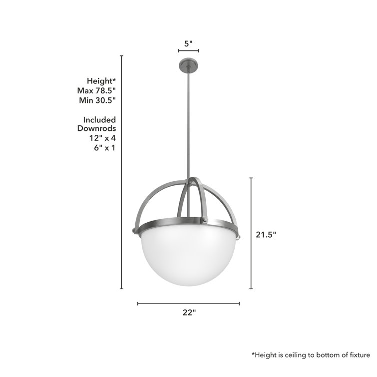 Wedgefield 16'' Brushed Nickel Globe Pendant with LED and Glass