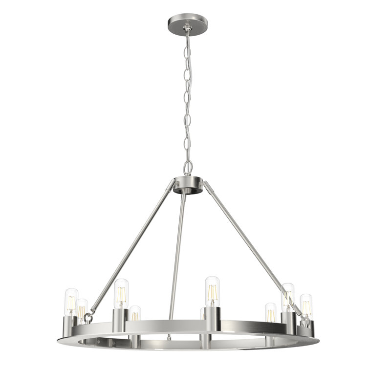 Brushed Nickel 30-Inch 9-Light Drum Chandelier