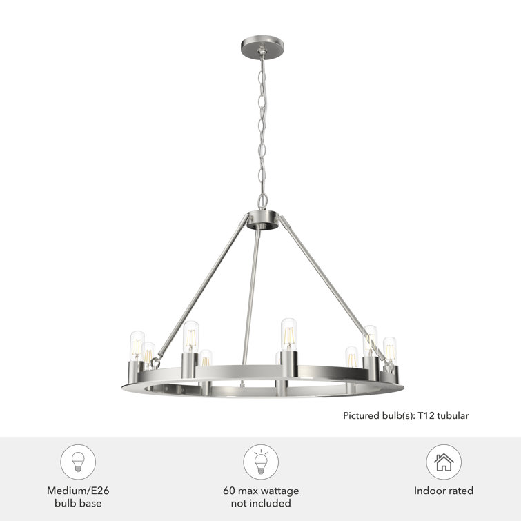 Brushed Nickel 30-Inch 9-Light Drum Chandelier