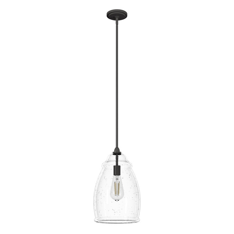 Medium Noble Bronze Pendant with Seeded Glass Shade